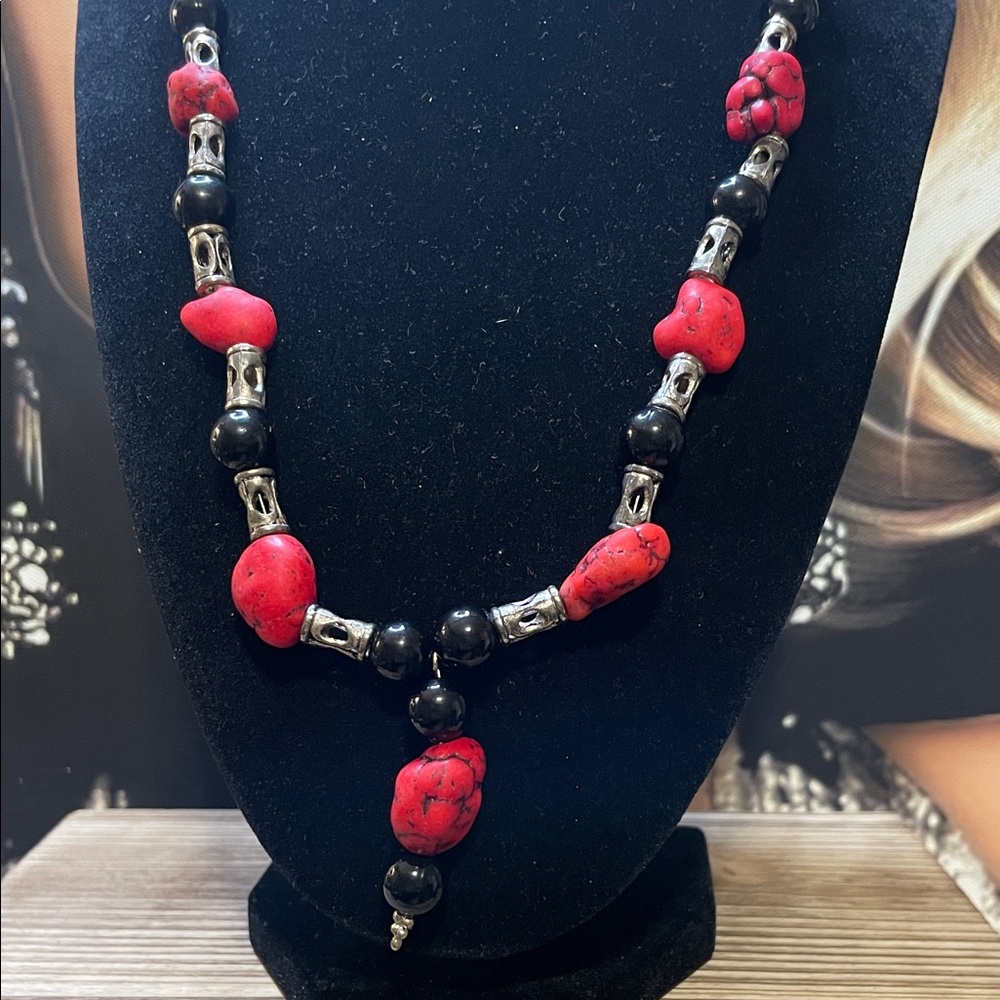 Red and Black Beaded Necklace